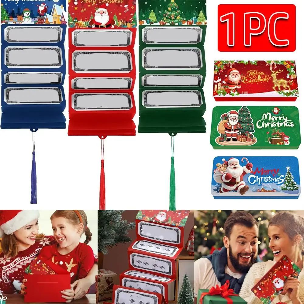 New Santa Claus Christmas Cash Gift Envelope Christmas Tree with 10 Slots Folding Banknote Card Christmas Red Envelope