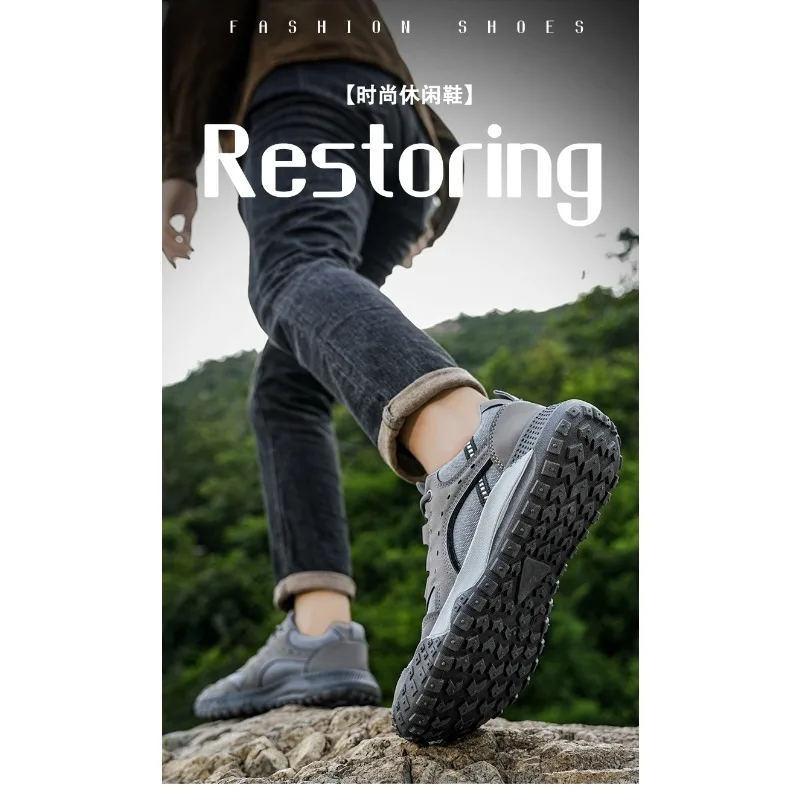 Men's Breathable Outdoor Hiking Sneakers 2026 New Anti Slip All Mat Casual Construction Site Trendy Daily Streetwear Footwear