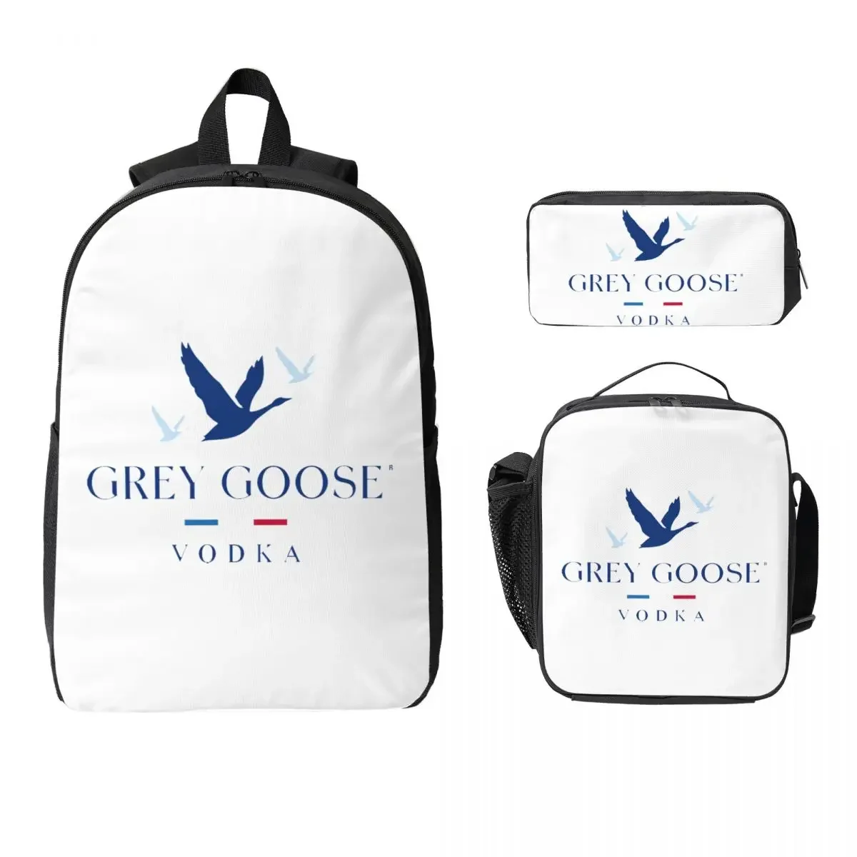 Grey Goose Vodka Backpack Boys Girls BookBag School Bag Laptop Shoulder Bags 3ps Insulated Lunch Bag Pencil Case