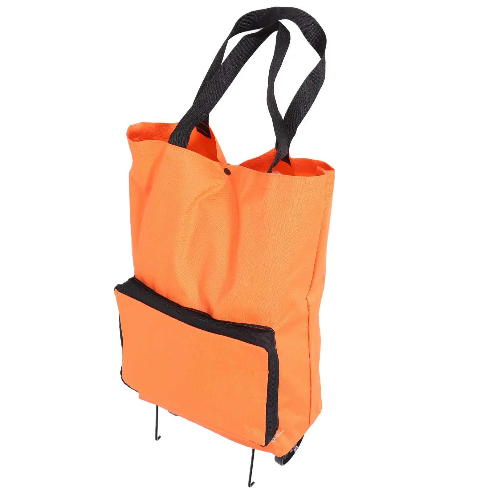 Collapsible Shopping Cart with Wheels Portable Grocery Trolley Bag Heavy Duty Fabric Spacious Interior Smooth Rolling for Market