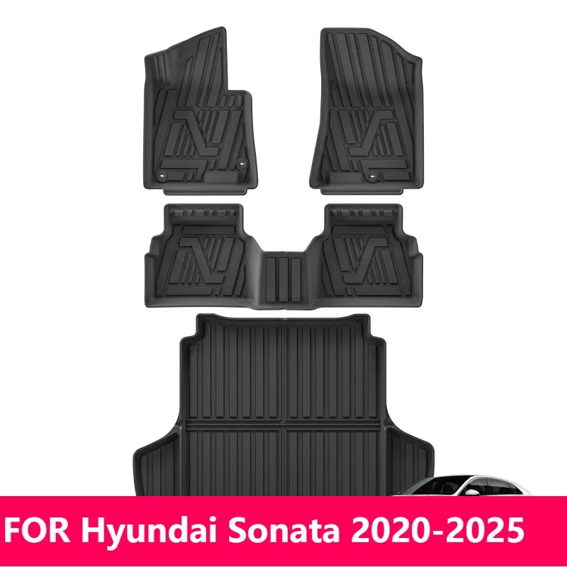 

Для Hyundai Sonata 2020-2025 TPE 3D всепогодные коврики черные