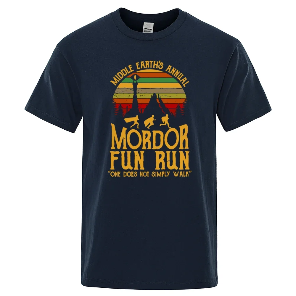 Middle Earth'S Annual Mordor Fun Run Print T Shirt Men Women Tshirts Summer Cotton Tops Cotton Loose Street Hip Hop T-Shirts