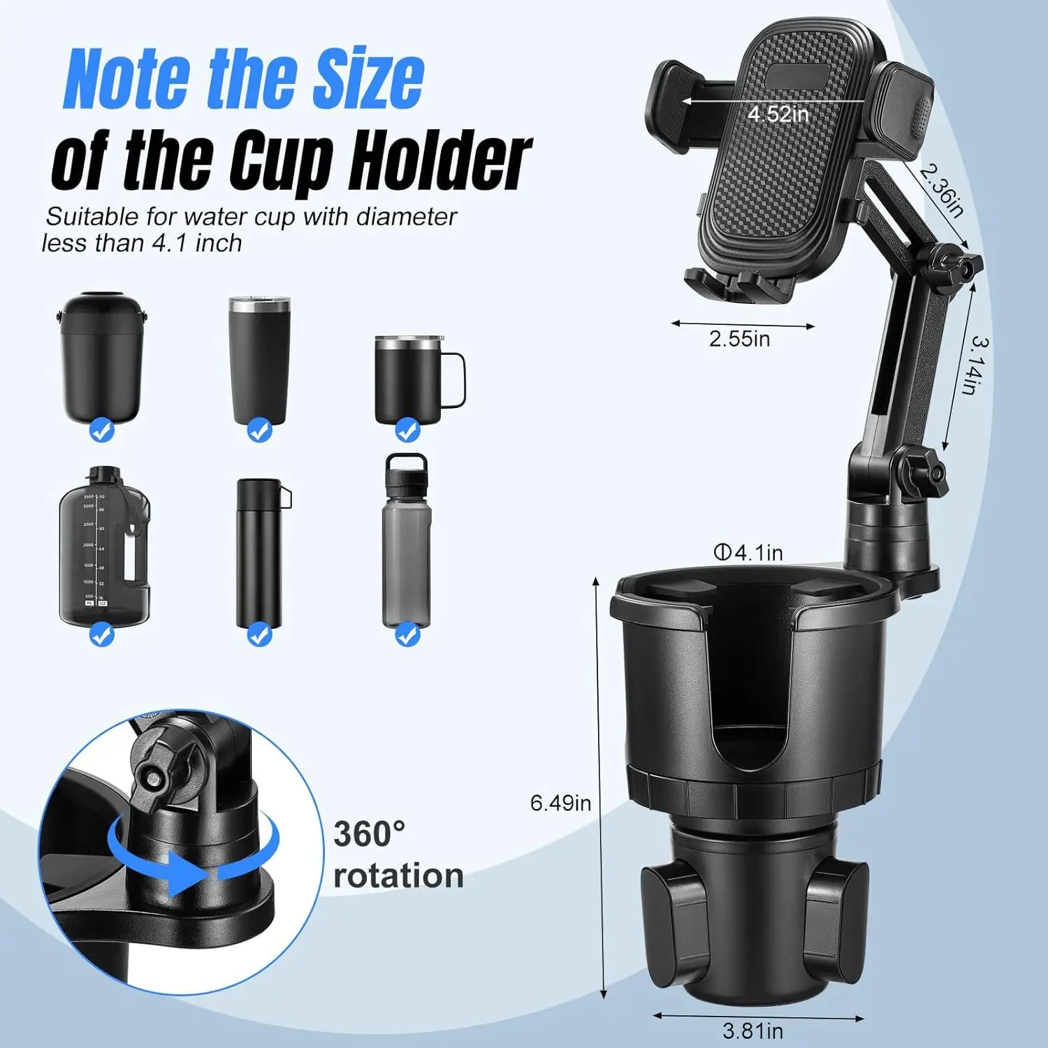 2 in 1 Car Water Cup / Drink Holder and Phone Holder, Multi-Purpose Cup Holder Inside The Car, Automotive Products