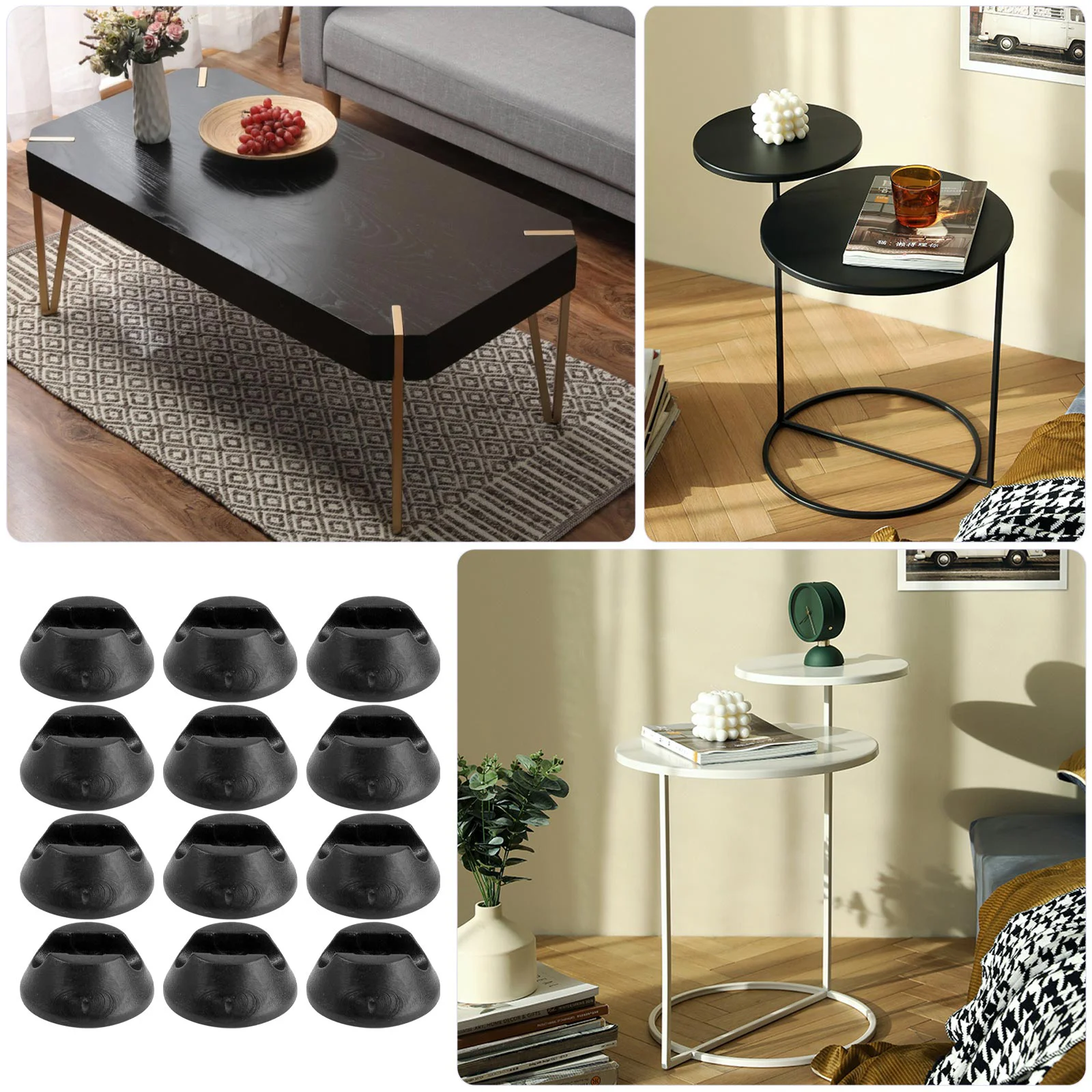 12 Pcs Chair Foot Cover Protector Chairs Area Rugs Desk Leg Protective Furniture Socks Black