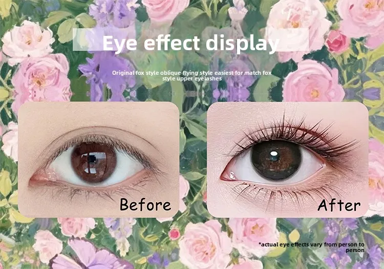Klebefreie, natürlich aussehende Fox-Eye Wispy Lashes, flauschige, weiche, einzelne Wimpernbüschel, lange, verlängernde Cat-Eye-Kunstwimpern – Detail 19