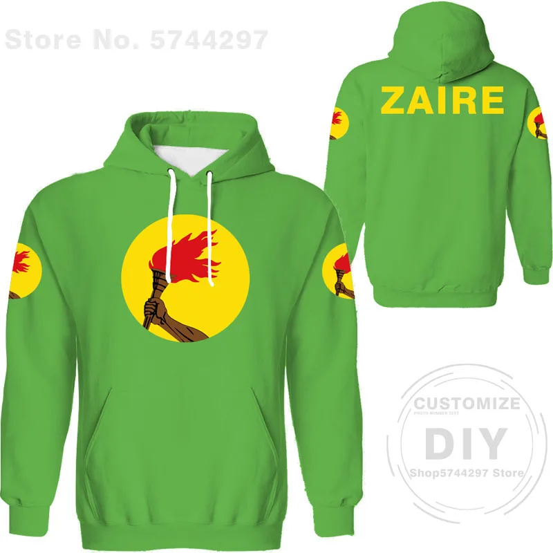 Zaire Flag 1971 1997 Hoodie Democratic Republic Of Congo Customized Sports　sweatshirt Flag Print Photo Clothes