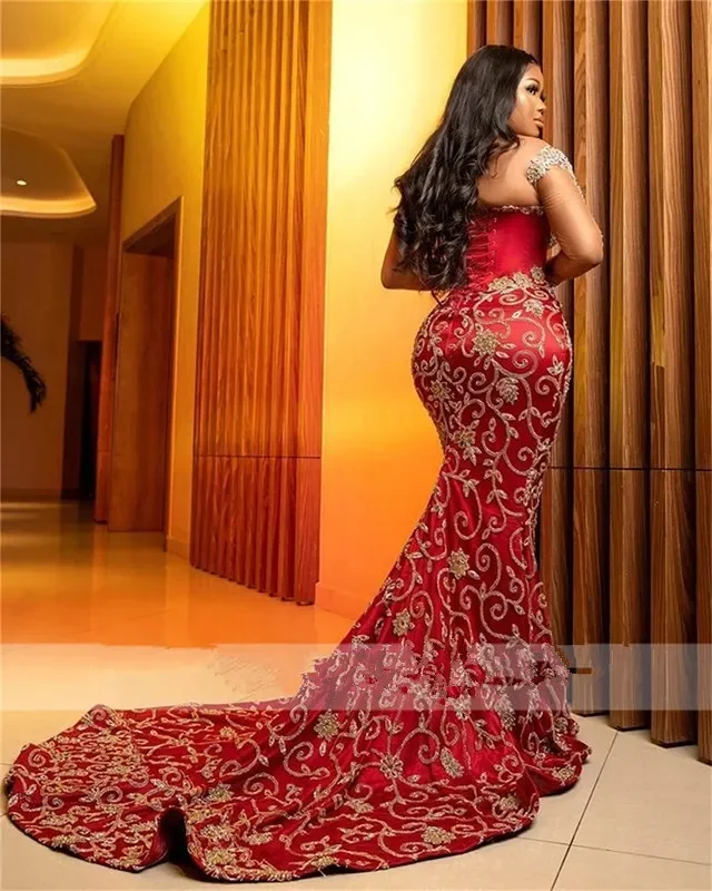 Aso Ebi Style Plus Size Short Prom Dresses Sexy One Shoulder Sweep Train Lace Appliques Fornal Evening Ocn Gowns For Black Girl