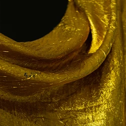 Gold Glittering Small Wrinkles Textured Dresses Skirts Stage Art Background, Decorative Designer Fabrics