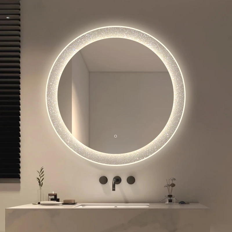 Bathroom Smart Mirror Bathroom Wall Hanging Mirror Round Makeup Wall-mounted Led Espejos Decorativos De Pared Decorative Lamp