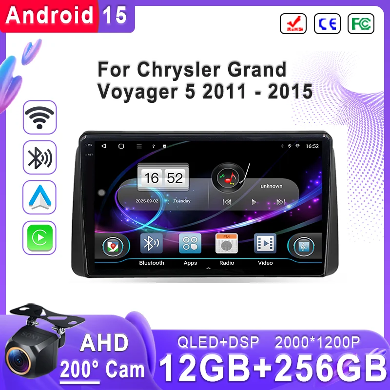 

Plug and Play For Chrysler Grand Voyager 5 2011 - 2015 Android 15 Car Multimedia Video Player Navigation stereo GPS Head Unit BT