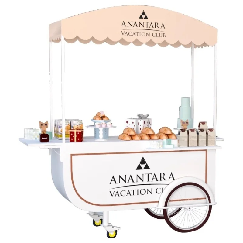 

Outdoor display, hand-pushed coffee cart decoration, commercial street scenic spot, mobile float for sale