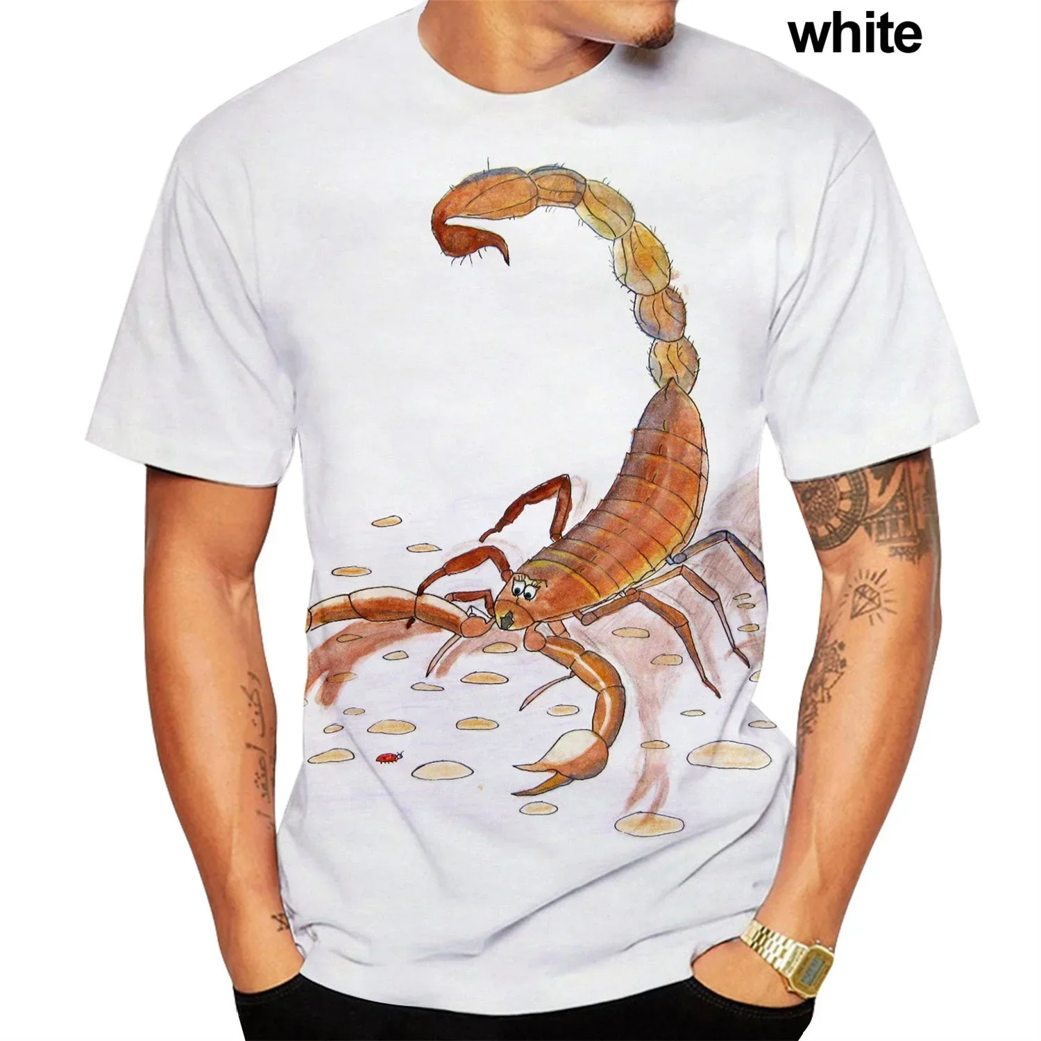 Summer Hot Selling Men's 3d Printed T-shirt Trend Animal Scorpion Street Oversized Round Neck Fashion Casual T-shirt Top