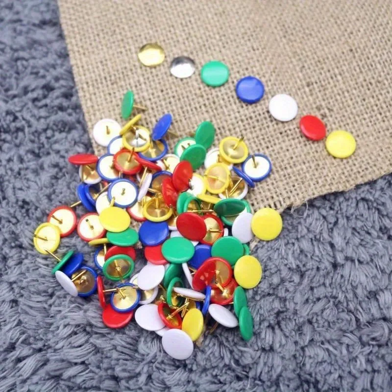 

100pcs/box Color Push Pins Decorative Flat Headed Thumbtacks Pin Wall Decoration Thumbtacks Photo Pin Office School