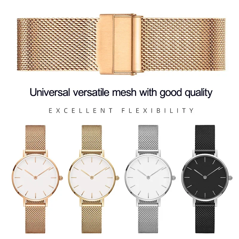 سوار ساعة DW للرجال والنساء ، سوار معدني ميلان ، حزام فولاذي ، 28 ، 36 ، 40 ، 14 ، 16 ، 18 ، 20 ، 22