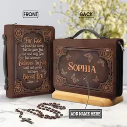 God So Loved Butterfly Pattern Bible Bag Ladies Leather Zipper Totes Bags elegante conveniente custodia per bibbia borse per la conservazione del diario