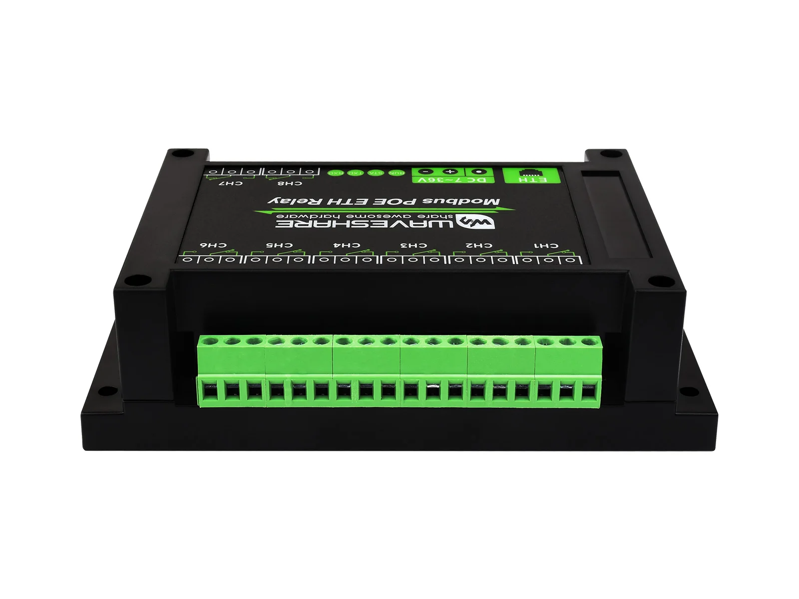 Módulo de relé Ethernet Waveshare de 8 canais, protocolo Modbus RTU/Modbus TCP, comunicação de porta PoE, compatível com Raspberry Pi.