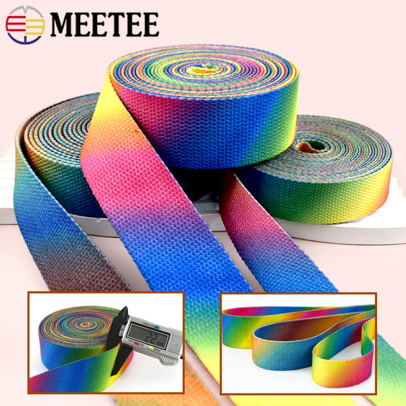

5/10M 25/30/36mm Rainbow Canvas Webbing Strap Shoulder Bag Straps Decorative Ribbon Garment Belt Bias Binding Sewing Accessories