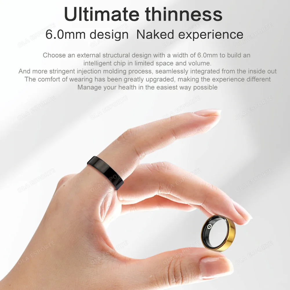 New 5ATM Waterproof Smart Ring Men Women Temperature Detection Health Monitoring Pressure Measurement Gesture Control Smartring