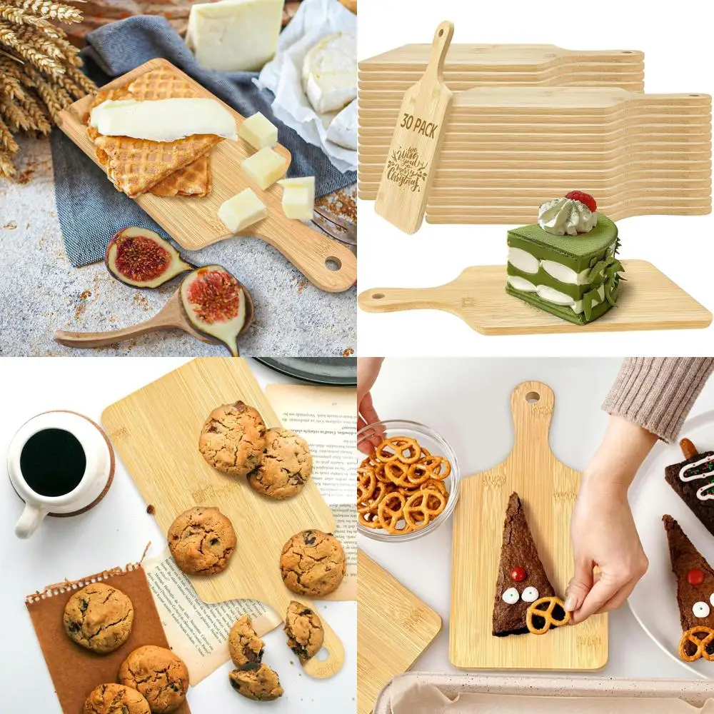 

Набор бамбуковых разделочных досок из 30 штук, 11x5 с ручками, идеально подходит для мясных изделий, гравировки и подарков своими руками.