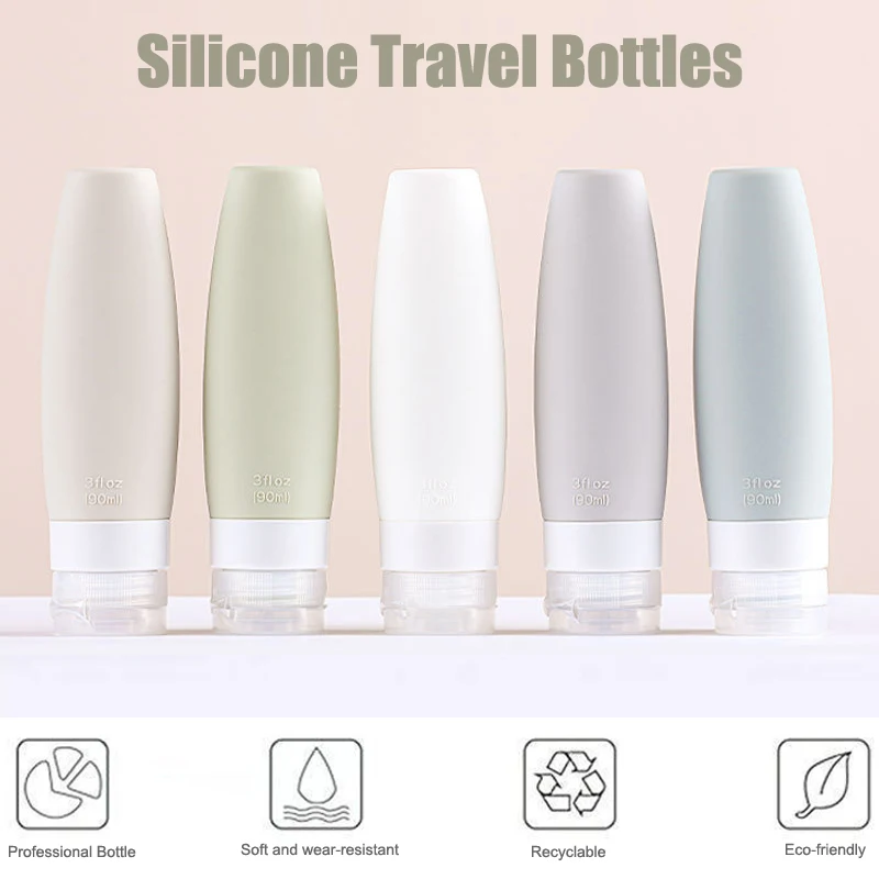 

1/3/4PCS Lot Silicone Travel Bottle Set Leak Prevention Cosmetic Refillable Bottles Lotion Shower Gel Shampoo Empty Container