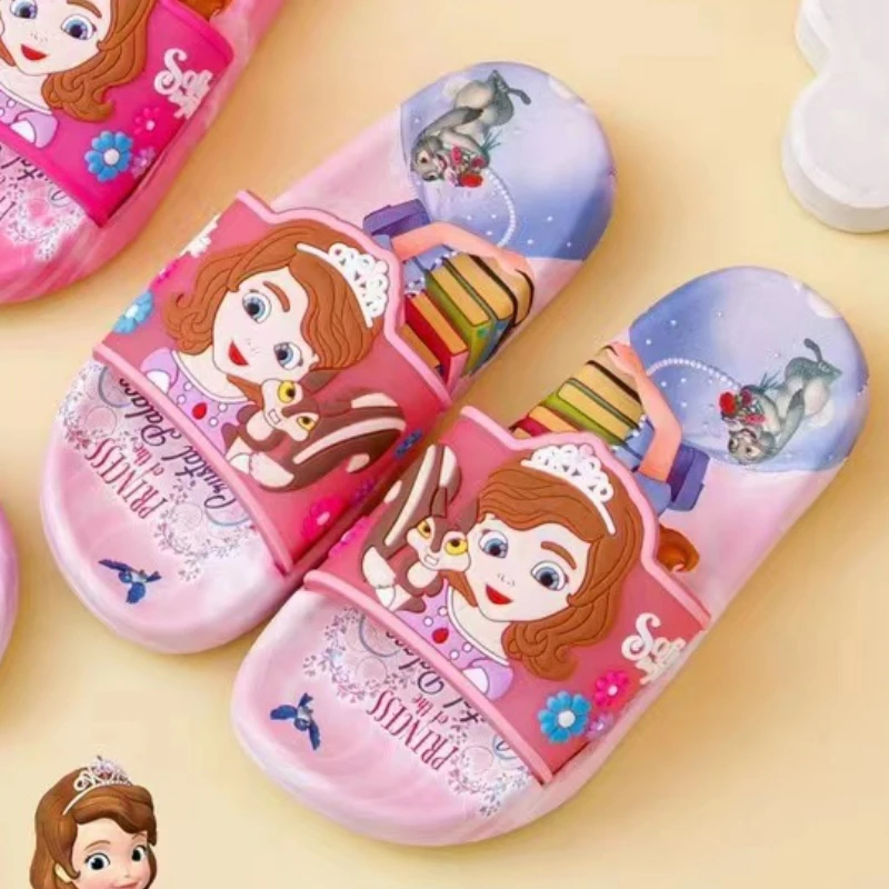 Disney Children\'s Slippers for Men and Women\'s Princess Elsa Olaf Indoor Bathroom Non slip Slippers for Summer Cute Cartoon Baby