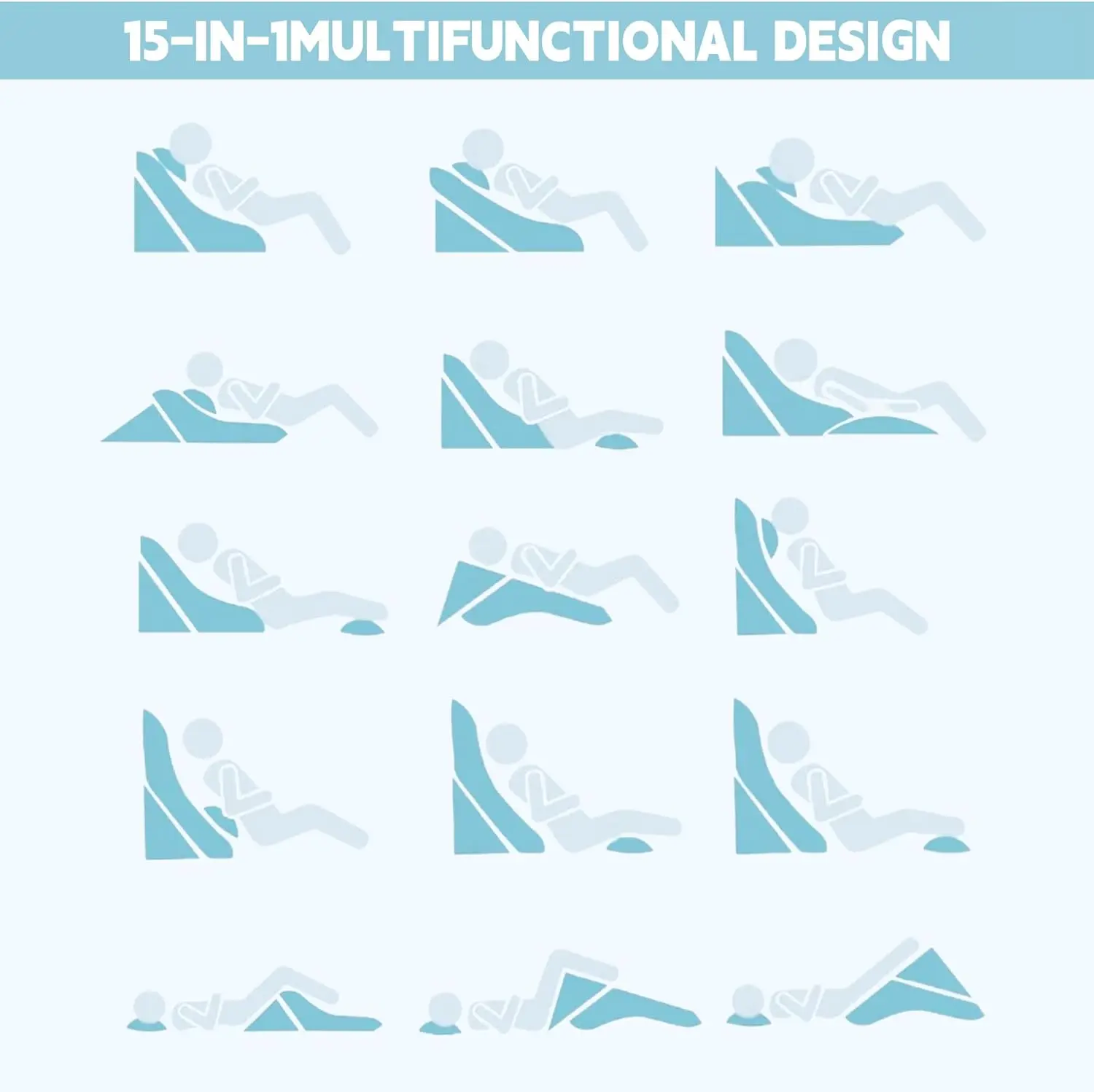 3Pcs Wedge Pillow For Sleeping, 15-In-1 Orthopedic Bed Wedge Pillow Set Adjustable Memory Foam Wedge Pillow For After Surgery,