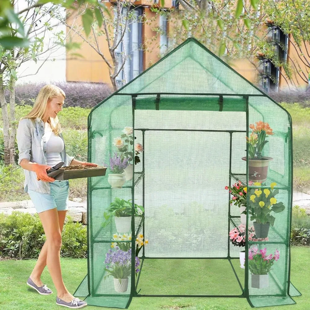 

Garden Buildings 56x29x77 Inch Heavy-duty Walk-in Greenhouse with Mesh Side Windows and Thick Green PE Cover Garden Buildings