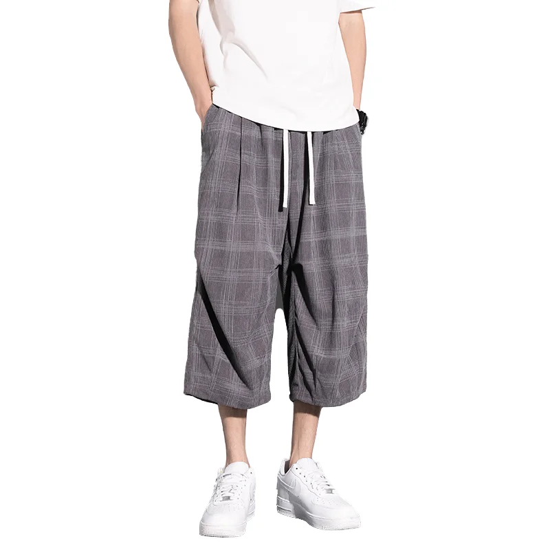 

Men's Fashion Plaid Shorts Summer Loose Casual 7-Point Pants Daily Commute Business Travel Streetwear Indoor Leisure Trousers