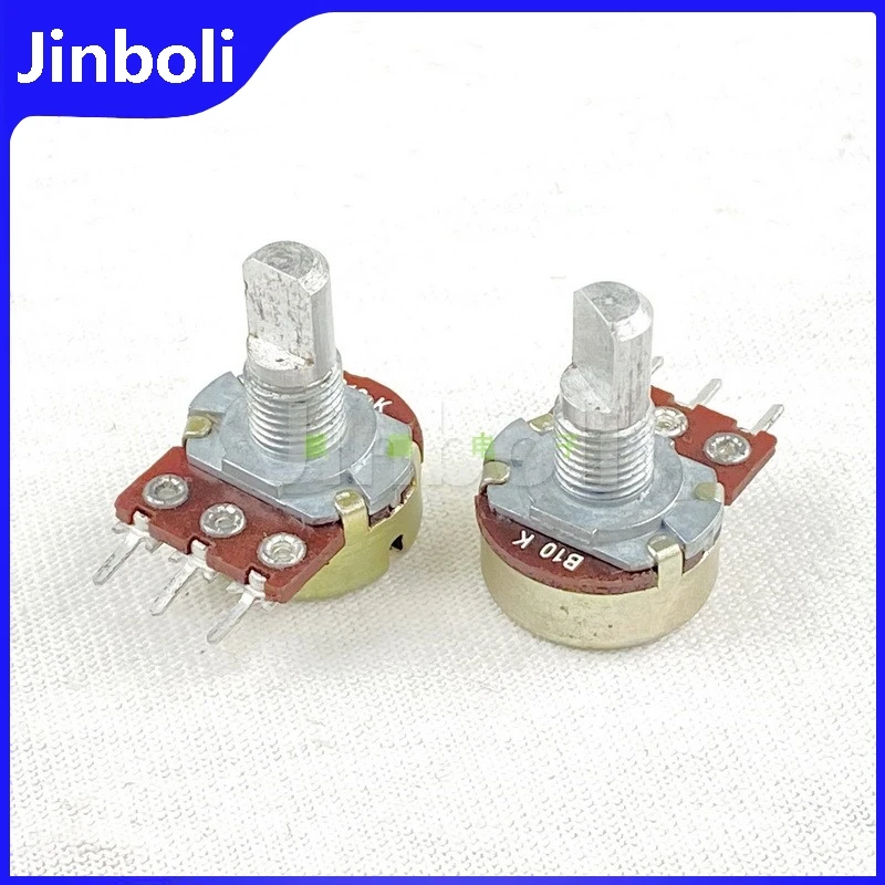 1PCS 16 Type Single B10K Speaker Amplifier Audio Treble And Bass Volume Potentiometer 10 Point Step 3Pins D Shaft Length 15mm