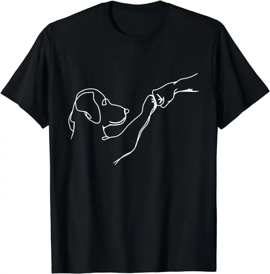 Dog And People Punch Hand Man Friendship Bump Dog's Paw T-Shirt