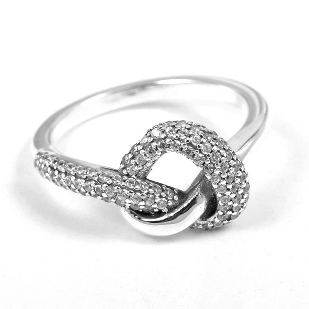 925  Silver Design Feeling Knot Heart Silver-plated Ring Fit Original Accessories For Women's Birthday Gift With Cloth Bag