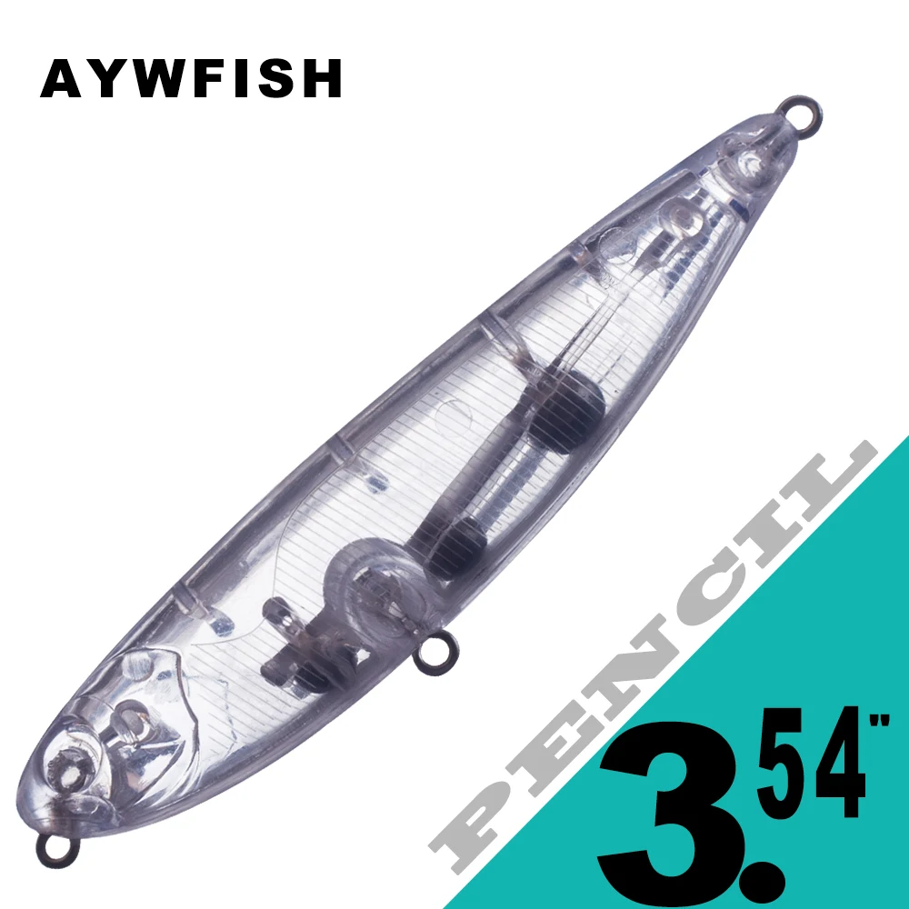 AYWFISH niepomalowane grzechotki ołówkowe przynęta na ryby pies chodzący akcja 3.54IN 10G Topwater sztuczne 10 sztuk przynęty wędkarskie puste miejsca