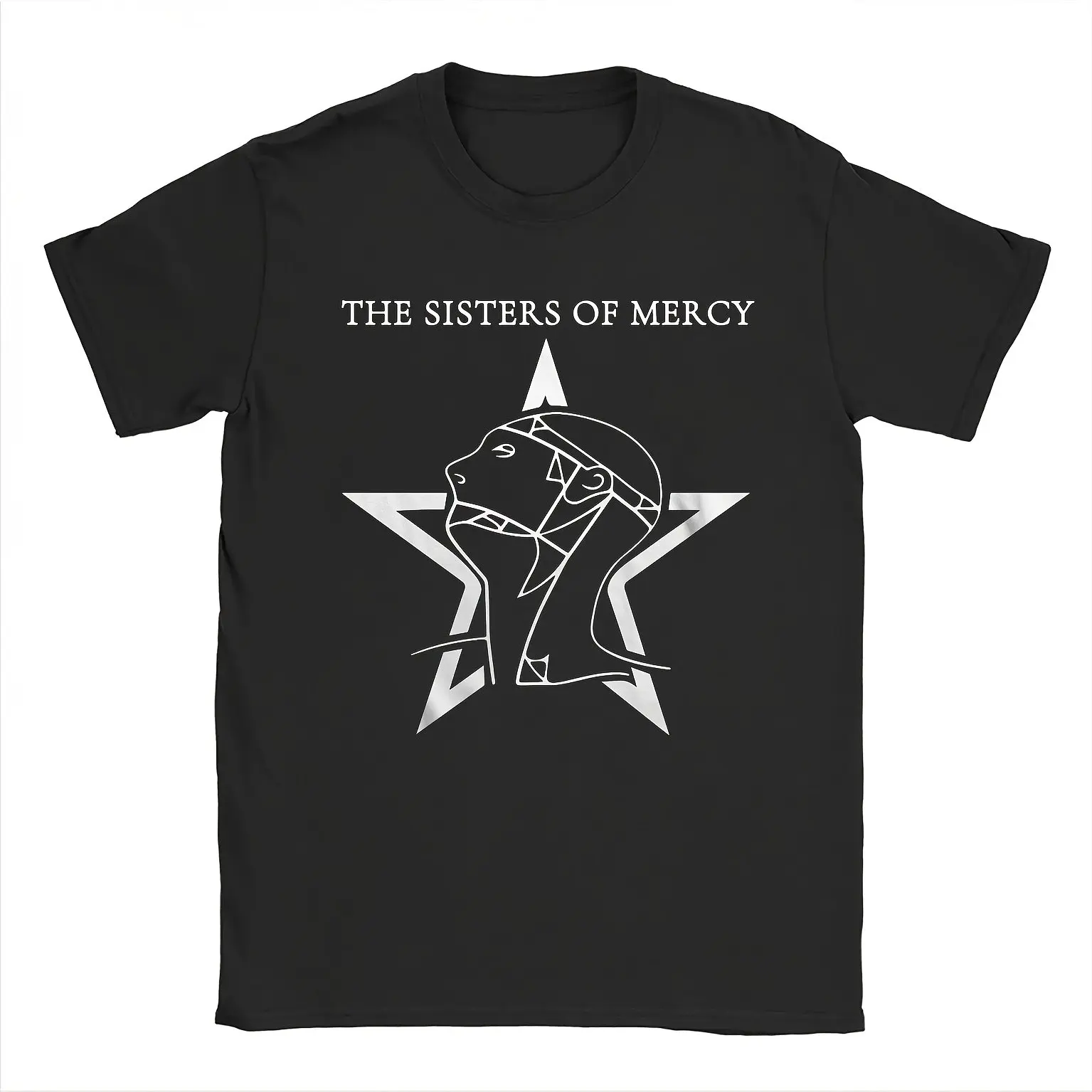 Men's Gothic Style Horse and Pattern T-shirt Street Style Sisters of Mercy Print T-shirt Suitable for Casual Wear All Year Round