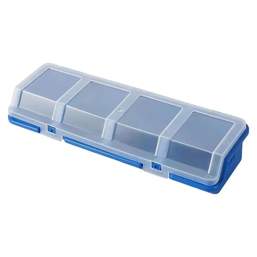 1Pcs Durable 4 Compartments Parts Storage Box Blue Red Display Screw Organizer Box with Lid Plastic Tool Part Container Bin