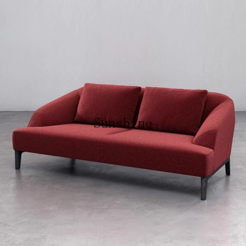

Modern simple solid wood foot fabric living room small apartment straight row sofa chair