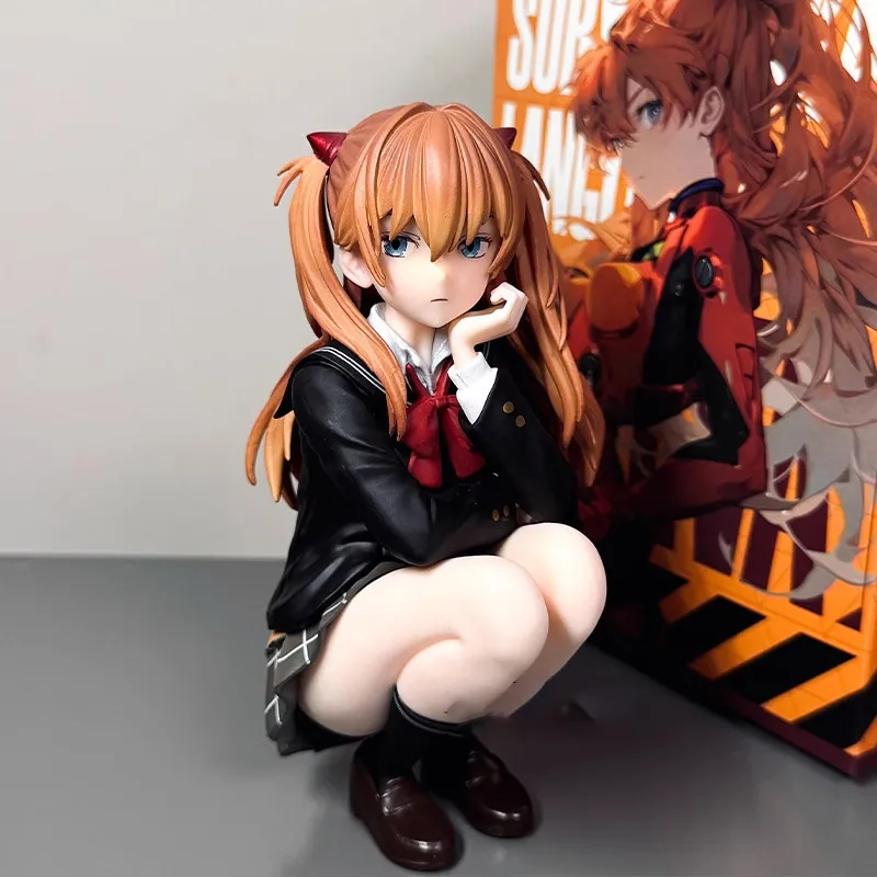 School Style Squatting Anime Girl Collectible Figurine Anime Model Desktop Case Car Dashboard Ornament Birthday Holiday Gift