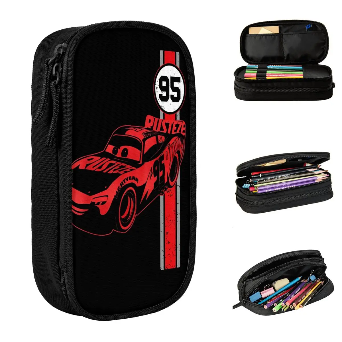 Cars Lighting McQueen Jersey Graphic Pencil Cases Pencil Pouch Pen Box Kids Large Storage Bag School Supplies Gift Stationery