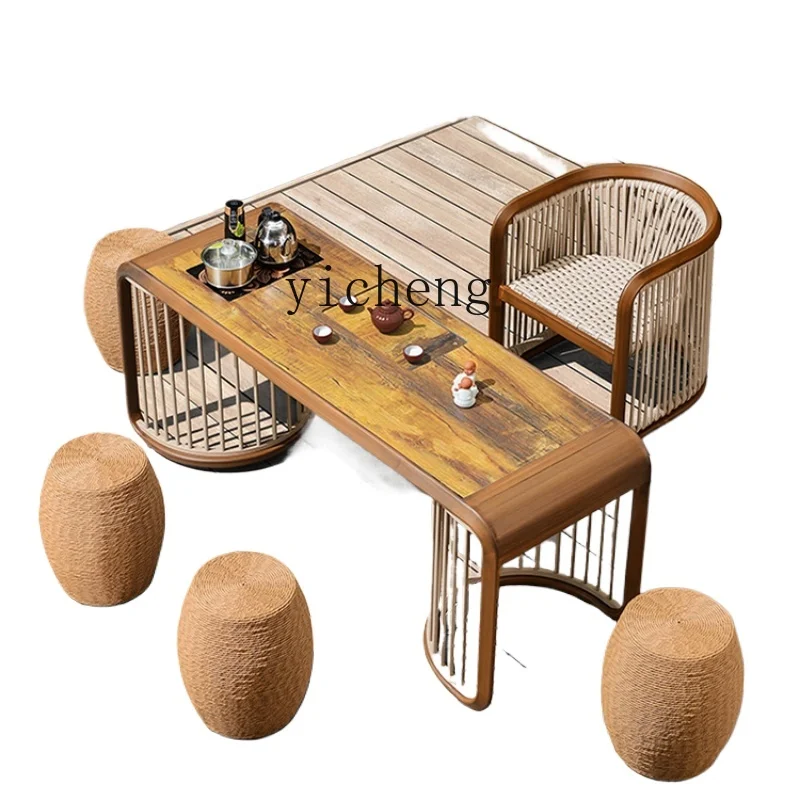 ZF Table-Chair Set Tea Room Living Room Home Tea Table Leisure Rattan Chair Tea Table Assembly