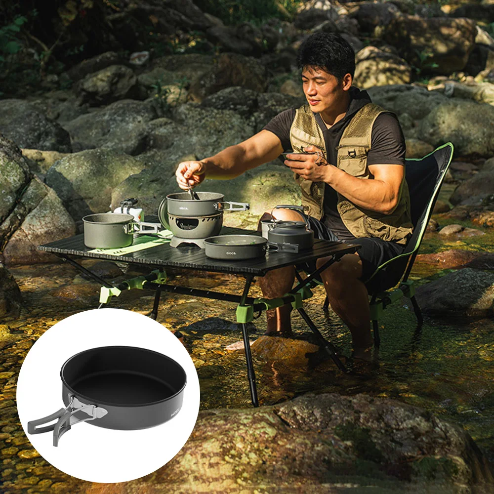 8in / 7in Camping Frying Pan with Folding Handle Aluminum Alloy Camping Cookware for Outdoor Camping Picnic Hiking