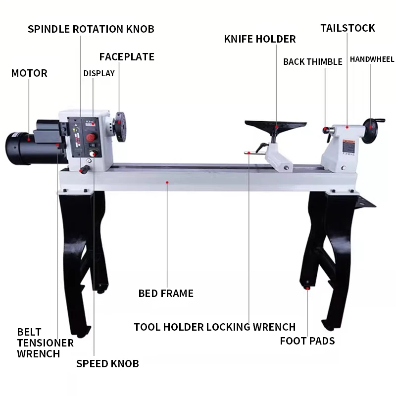 1.5KW Multifunctional small Mini woodworking lathe micro household mechanical lathe processing lathe