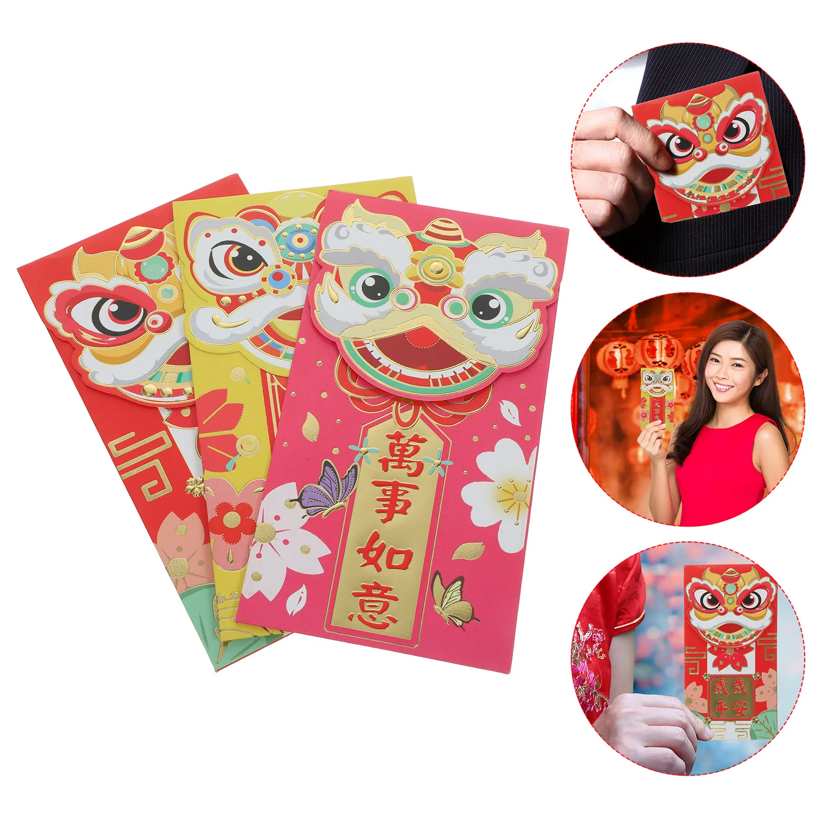 

30 pcs Chinese New Year Red Envelopes Lion Pattern Spring Festival Money Envelopes Festive Gift Cash Packets For New Year