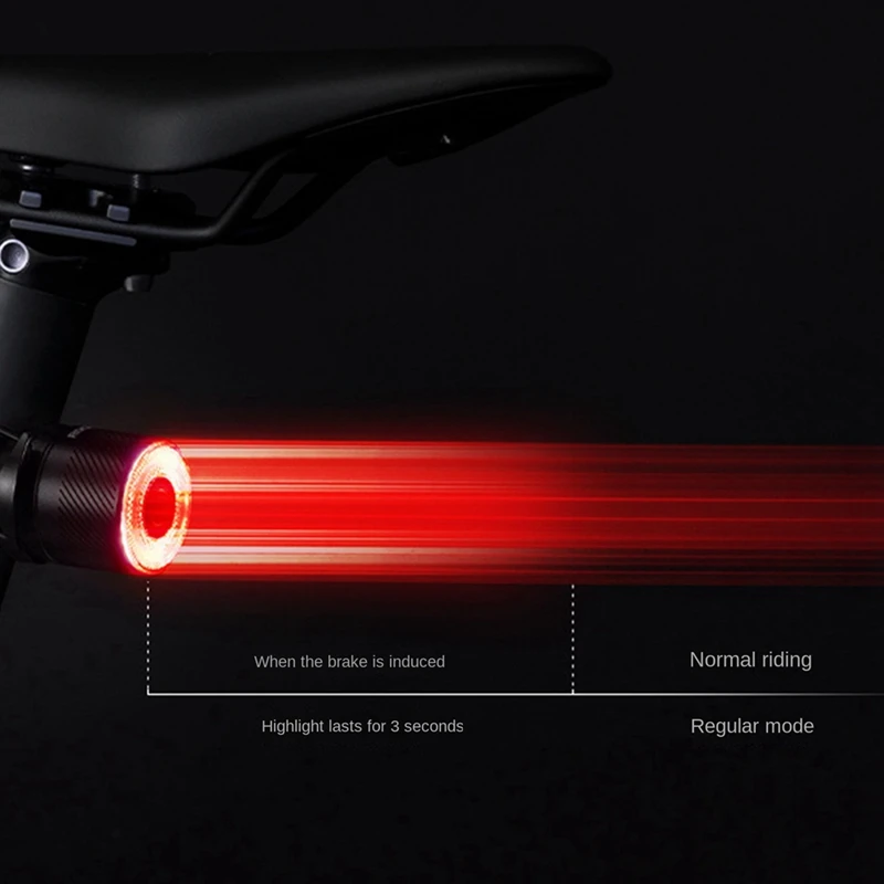 ROCKBROS Smart Brake Sensing Bike Tail Light LED USB Rechargeable Bicycle Rear Light Black Aluminum Alloy Cycling Accessories R5