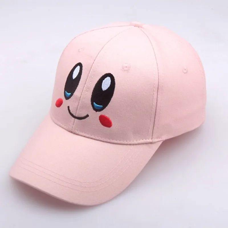 Anime Pink Kirbys Baseball Cap Girl Kawaii Smiling Face Embroidered Sunshade Hat Funny Hat Birthday Gifts Party
