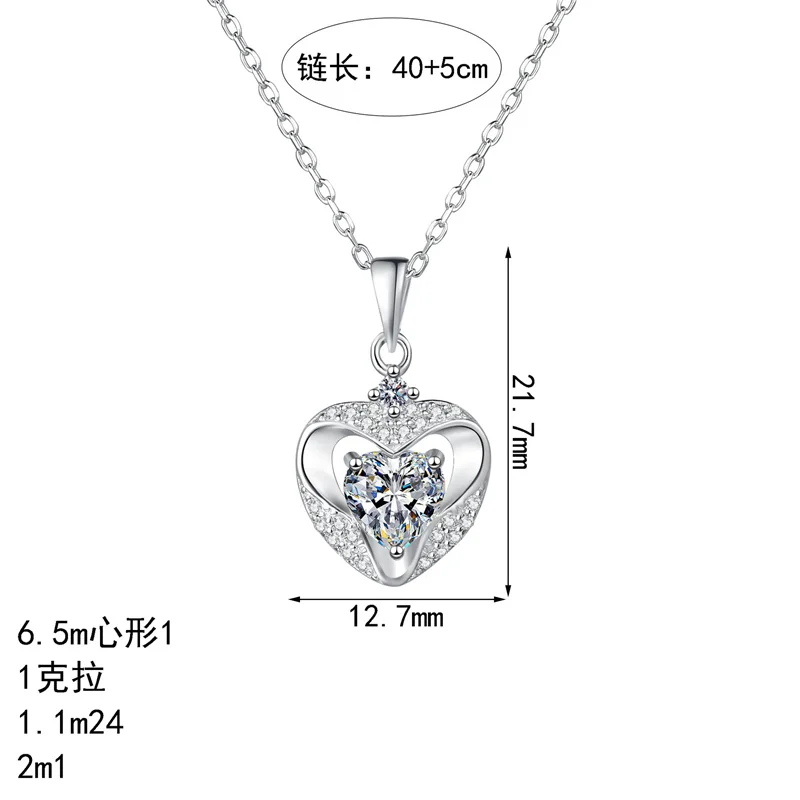 

ZFSILVER классическое роскошное муассанитовое ожерелье с сердечком 1 карат, стерлинговое серебро s925 для подвесок, женские модные вечерние ювелирные изделия, подарок AZ1219-x