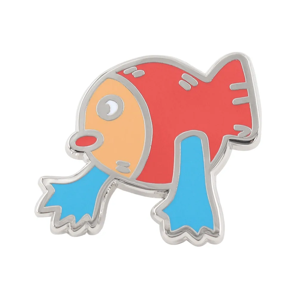 Funny Weird Fish with Hands Enamel Pin Cartoon Sea Creature Badge Cute Animal Brooch for Backpack Clothes Lapel Pin Jewelry Gift