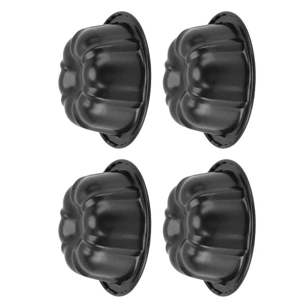 4pcs Carbon Steel Mini Flan Mold Chrysanthemum Round Shape Pumpkin Cake Pans Food-Grade Nonstick Fluted Tube Cake Pan Baking