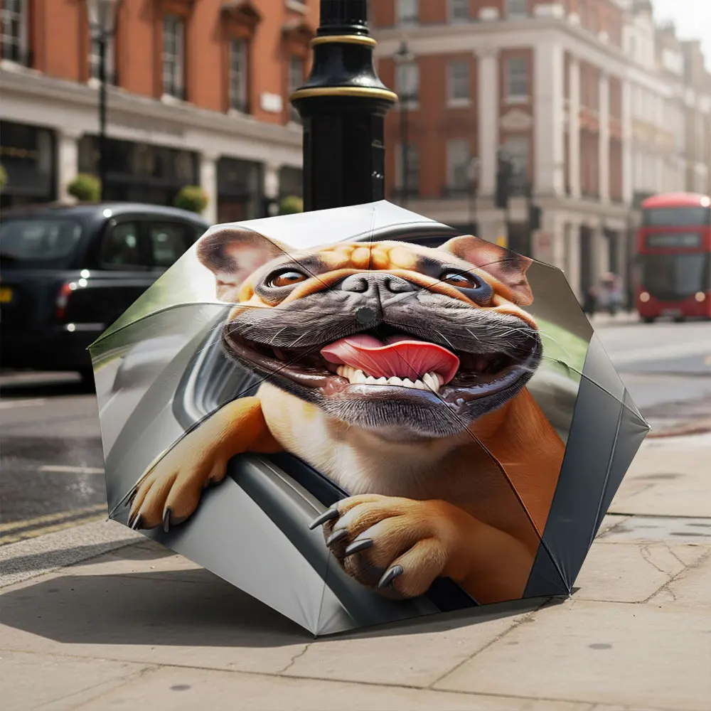 1P C Dog-Themed Umbrella Brings Fun to Outdoor Spaces Print 8 Iron Ribs Folding Umbrella Auto-Open Fashion Sunshade