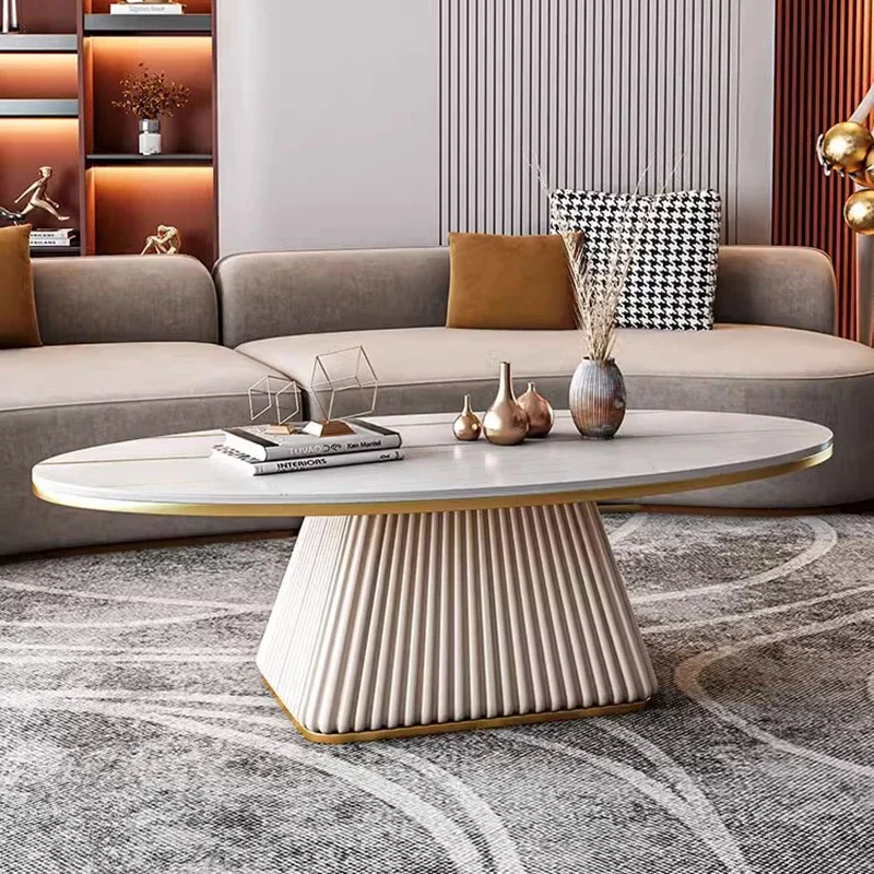 

European Nordic Coffee Tables Luxury Decor Aesthetic Oval Coffee Tables Marble Effect Design Japanese Mesas Bajas Home Furniture