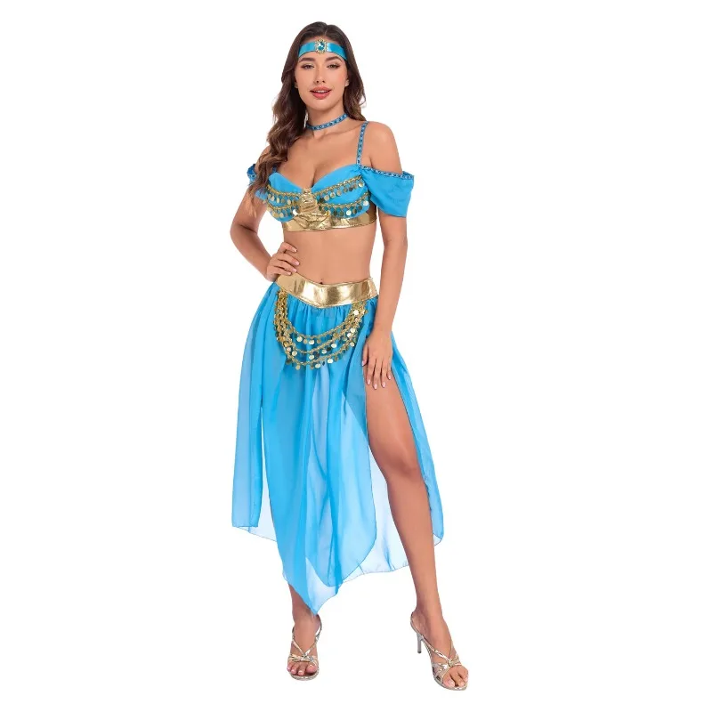 Arabian Princess Belly Dance Costume Set,Adult Halloween Cosplay Role Play Outfit,Stage Performance Dress for Holiday Party Show - view 4