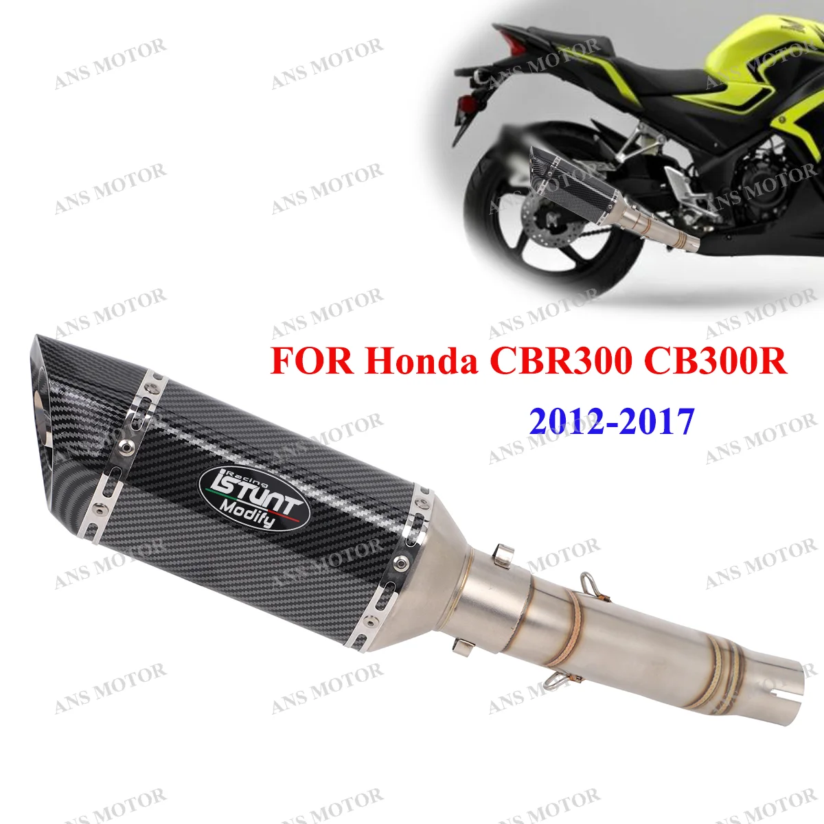 

Slip On For Honda CBR300 CB300R CB300F CBR300R 2012-2024 Motorcycle Exhaust Escape System CBR300 Exhaust W/Removable DB Killer
